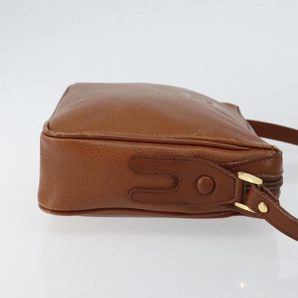 Burberrys Nova Check Shoulder Bag Leather Brown Gold Auth ep11687